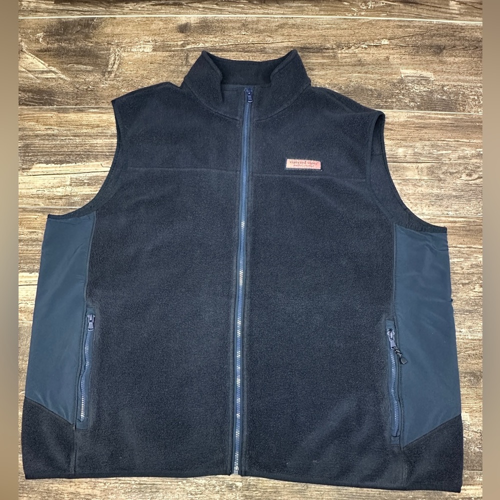 Vineyard Vines Fleece Vest 2XB Full Zip Navy Big & Tall GUC